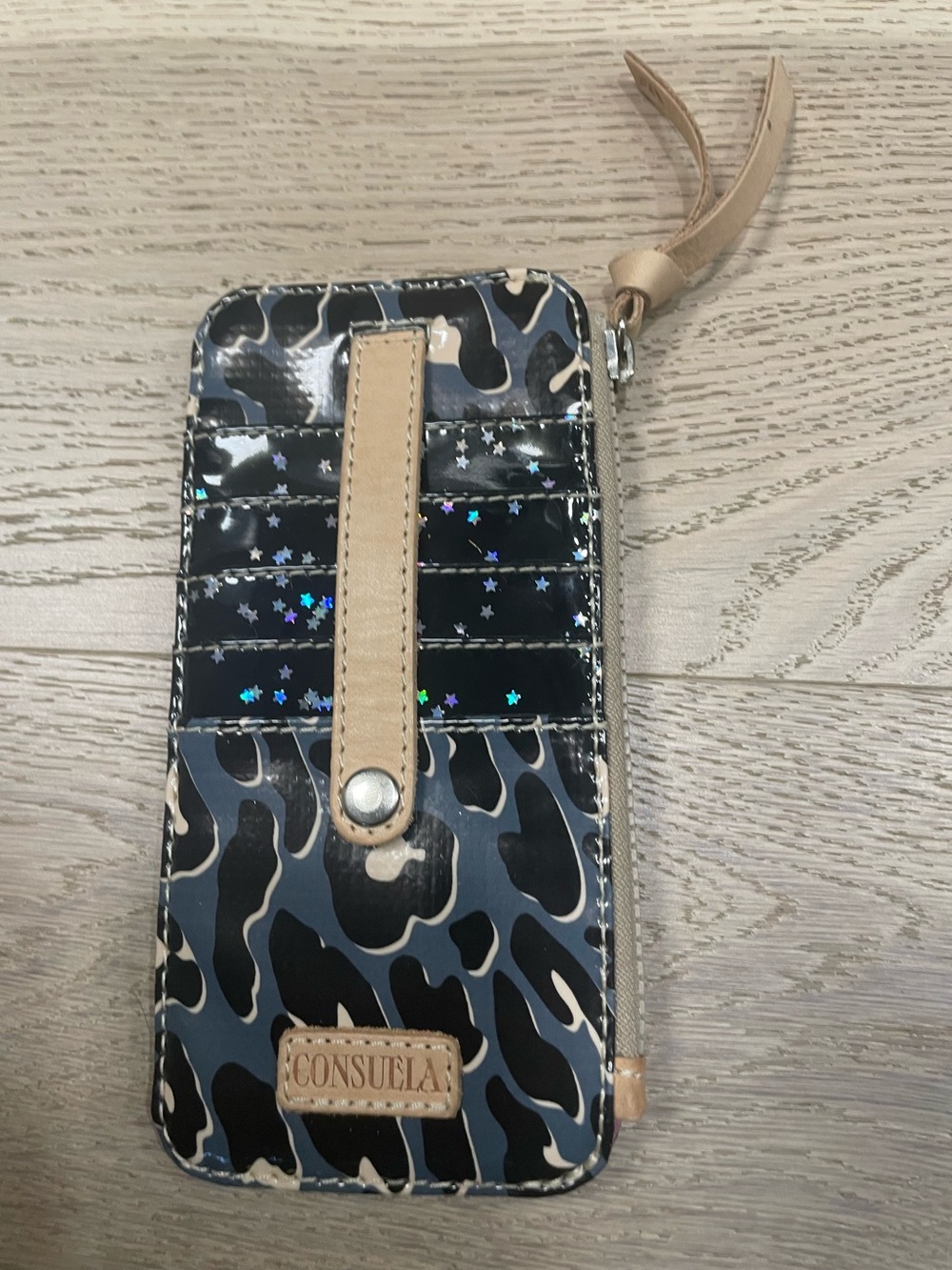 Consuela Black Leopard Print Card Case